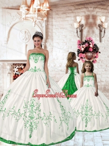 2015 Affordable Olive Green Embroidery Princesita Dress in White 